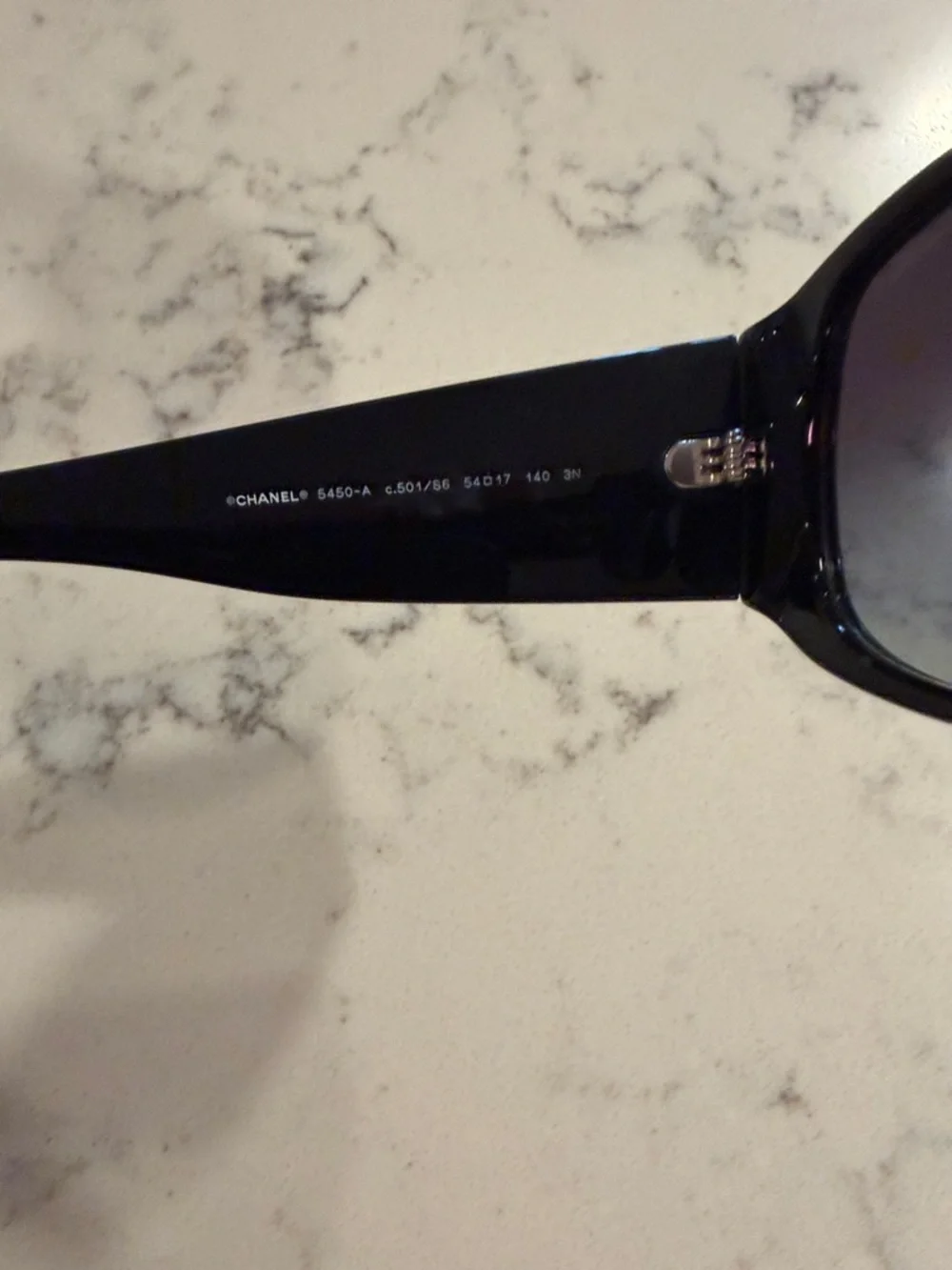 CHANEL Black Oval Sunglasses with Gradient Gray Lenses - Picture 5 of 7